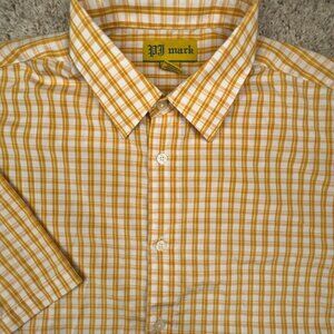 PJ Mark Men's Yellow White Plaid Short Sleeve Button Up Shirt Size 2XL